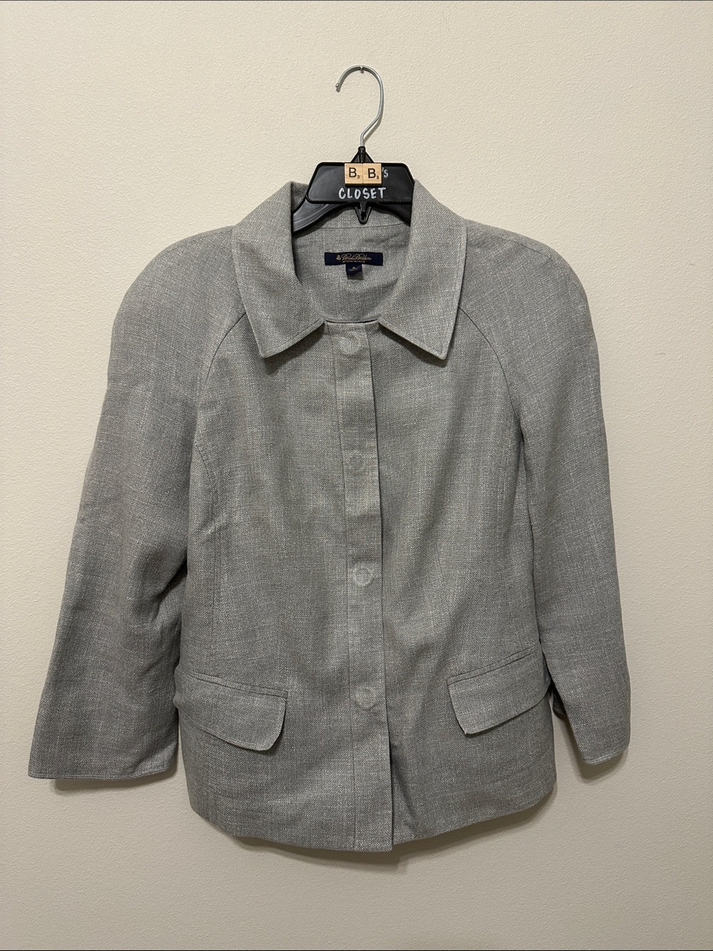 brooks brothers linen jacket gray, Size 8